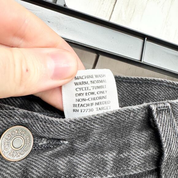 Vintage Cherokee Shorts Men Size 38 Black Cotton Denim Short Zip Fly Pockets 90s - Picture 5 of 7